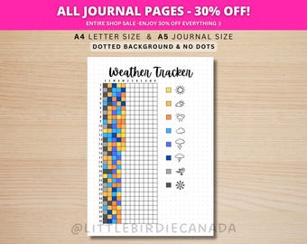 Weather Tracker - PRINTABLE Journal Page - Planner Page - Yearly Weather Tracker - Journal Template - Track Weather - Weather Log