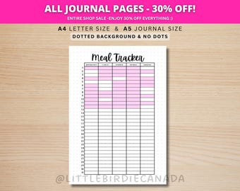 Meal Tracker - PRINTABLE Journal Page - Planner Page - Food Journal - Food Log - Food Tracker - Food Diary - Meal Planner - Diet Tracker
