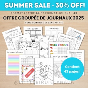BUNDLE GIORNALE FRANCESE 2025 - Pages de journal imprimables - Journal 2025 - Journal français - pianificatore francese - agenda français - Agenda 2025