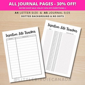 Injection Site Tracker - PRINTABLE Journal Page - Diabetic Tracker - Diabetes Tracker - Insulin Tracker - Injection Tracker - Health Tracker
