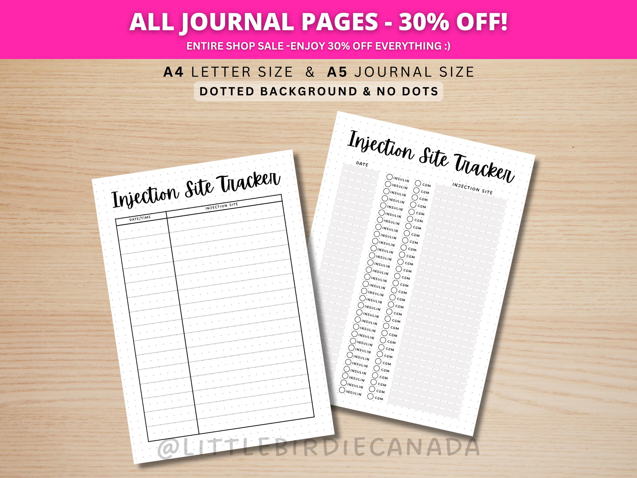 Injection Site Tracker - PRINTABLE Journal Page - Diabetic Tracker ...