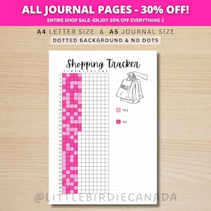 Śledzenie zakupów - DRUKOWANA strona dziennika - Strona planera - Śledzenie wydatków - Śledź nawyki zakupowe - Dziennik zakupów - Menedżer zakupów