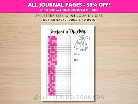Shopping Tracker - PRINTABLE Journal Page - Planner Page - Spending Tracker - Track Shopping Habits - Shopping Log - Shopping Manager