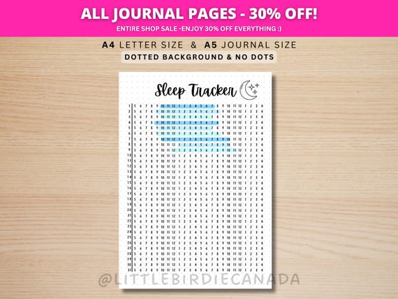 24 Hour Sleep Tracker - PRINTABLE Journal Page - Monthly Sleep Tracker - Sleep Log - Sleep Analysis - Sleep Quality - Sleep Cycle
