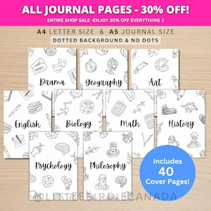 Subject Cover Pages - PRINTABLE Cover Page - Subject Binder Cover Page - Subject Title Page - School Cover Page - School Title Page