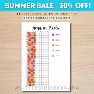 Year in Pixels - PRINTABLE Journal Page - Planner Page - Daily Tracker - Daily Mood Tracker - Rate My Day - Monthly Tracker - Daily Rating