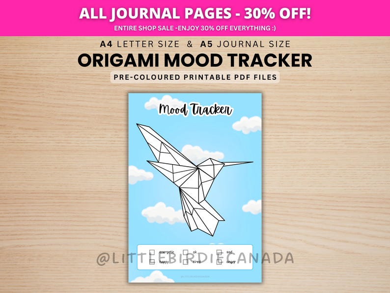 Origami Mood Tracker - PRINTABLE Journal Page - Colored Journal Page ...