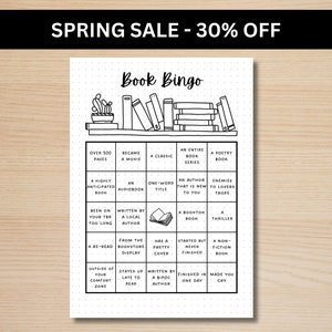 Book Bingo - A5 Journal Page - PRINTABLE Tracker - Reading Challenge - Book Challenge - Reading Journal Page - Reading Game Reading Planner