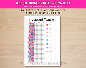 Movement Tracker - Fitness Tracker - PRINTABLE Journal Page - Exercise Tracker - Health Tracker - Workout Tracker - Activity Log