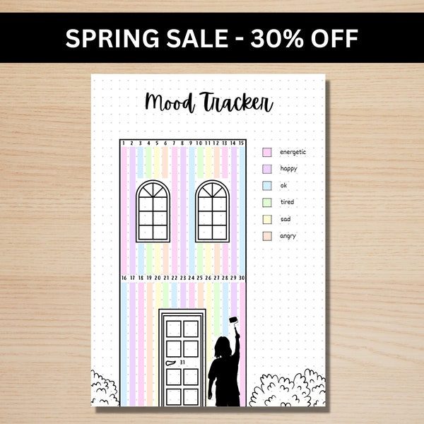 Painting Mood Tracker - A5 Journal Page - PRINTABLE Tracker - Daily Tracker - Daily Mood Tracker - Monthly Tracker - Journal Template