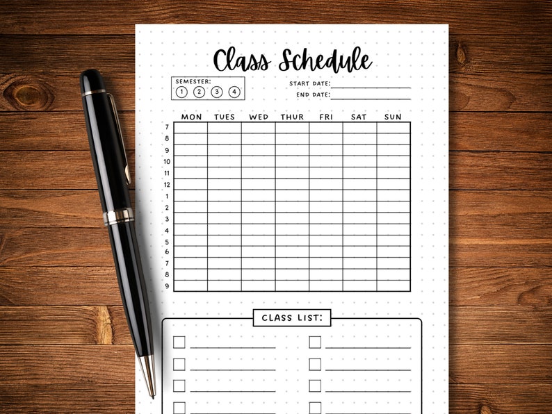Horario de clases - Página de diario IMPRIMIBLE - Diario del estudiante - Página de planificador del estudiante - Agenda del estudiante - Horario - Horario del curso imagen 2