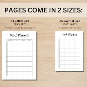 Meal Planner - PRINTABLE Journal Page - Planner Page - Printable Meal Plan Template - Food Journal - Food Log - Food Tracker - Food Diary image 4