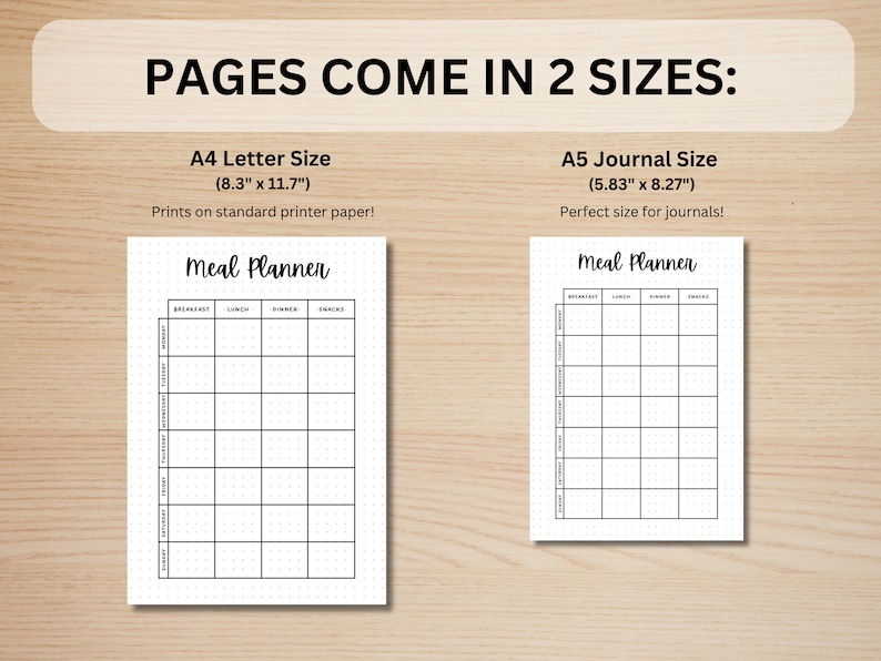 Meal Planner - PRINTABLE Journal Page - Planner Page - Printable Meal Plan Template - Food Journal - Food Log - Food Tracker - Food Diary image 4