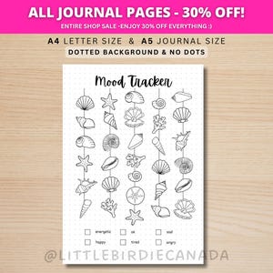 Seashell Mood Tracker - PRINTABLE Journal Page - Planner Page - Feelings Tracker - Daily Mood Tracker - Track Mood - Journal Template