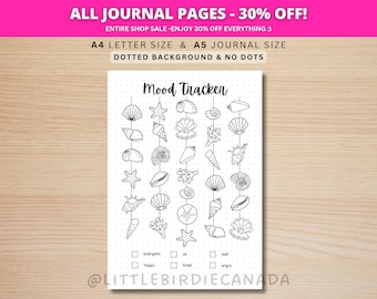 Seashell Mood Tracker - PRINTABLE Journal Page - Planner Page - Feelings Tracker - Daily Mood Tracker - Track Mood - Journal Template