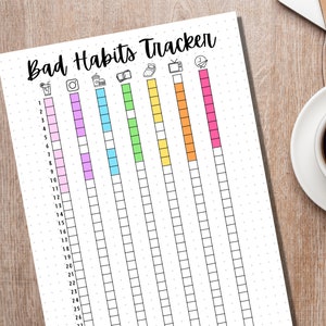 Bad Habit Tracker PRINTABLE Journal Page Monthly Tracker Monthly