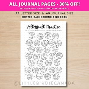 Volleyball Übungs Tracker - DRUCKBARE Journal Seite - Gewohnheit Tracker - Sport Tracker - Volleyball druckbar -Volleyball Übungs Vorlage