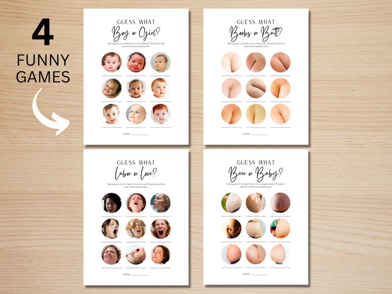 Funny Baby Shower Game Pack Minimalist Funny Baby Shower Etsy Canada
