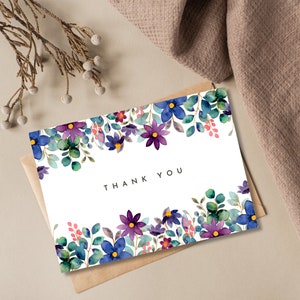 PRINTABLE Thank You Card - Flower Thank You Card - Floral Thank You ...