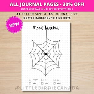 Spider Web Mood Tracker - PRINTABLE Journal Page - Spooky Halloween Theme - Digital Planner Page - Halloween Mood Tracker