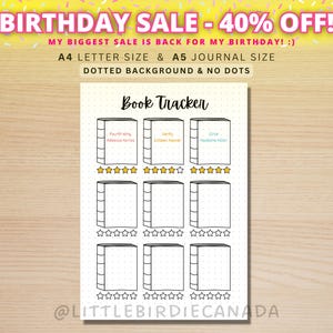 Book Tracker - Pagina di diario STAMPABILE - Diario del libro - Registro di lettura - Tracker di lettura - Tracker delle abitudini - Pagina di pianificazione stampabile - Registro del libro
