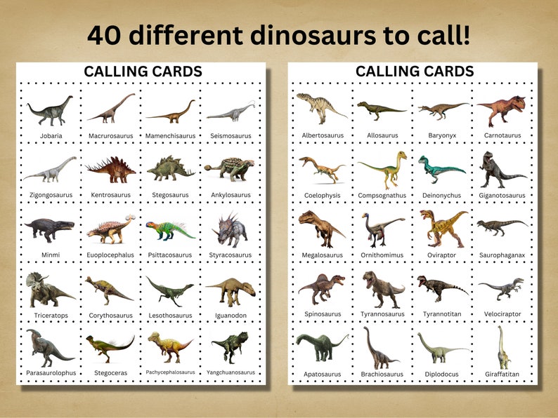 Printable Bingo Game for Kids Dinosaur Activity Printable - Etsy