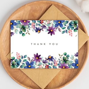 Tarjeta de agradecimiento IMPRIMIBLE - Tarjeta de agradecimiento de flores - Tarjeta de agradecimiento floral - Tarjeta imprimible - Tarjeta de agradecimiento - Tarjeta floral - Gracias bonitas