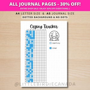 Rastreador de Choro - Página de Diário IMPRIMÍVEL - Página de Planejamento - Registro de Choro - Rastreador de Humor - Rastreador de Sentimentos - Rastreador de Emoções - Rastreador de Tristeza