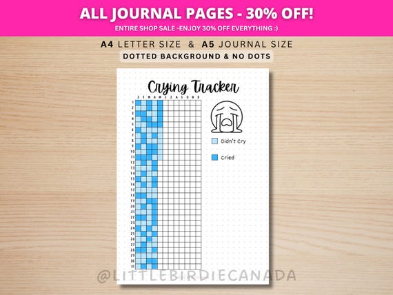 Crying Tracker - PRINTABLE Journal Page - Planner Page - Crying Log Tracker - Mood Tracker - Feeling Tracker - Emotion Tracker - Sad Tracker