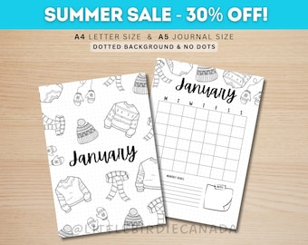 January Title Page - Sweaters - January Calendar - PRINTABLE Calendar - Journal Title Page and Calendar Set - January Cover Page