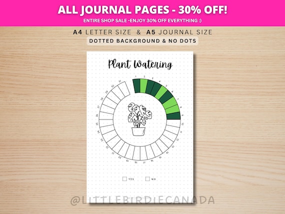 Plant Watering Tracker Monthly - PRINTABLE Journal Page - Planner Page - Garden Tracker - House Plant Water Tracker - Track Plant Watering