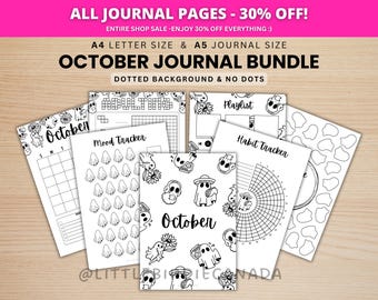October Journal Bundle - Ghosts - PRINTABLE Journal Pages - BLACK & WHITE - October Planner - October Agenda - Printable Planner