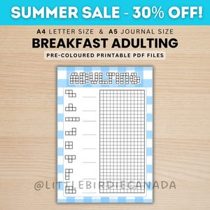 Breakfast Adulting Tracker - PRINTABLE Journal Page - Colored Journal Page