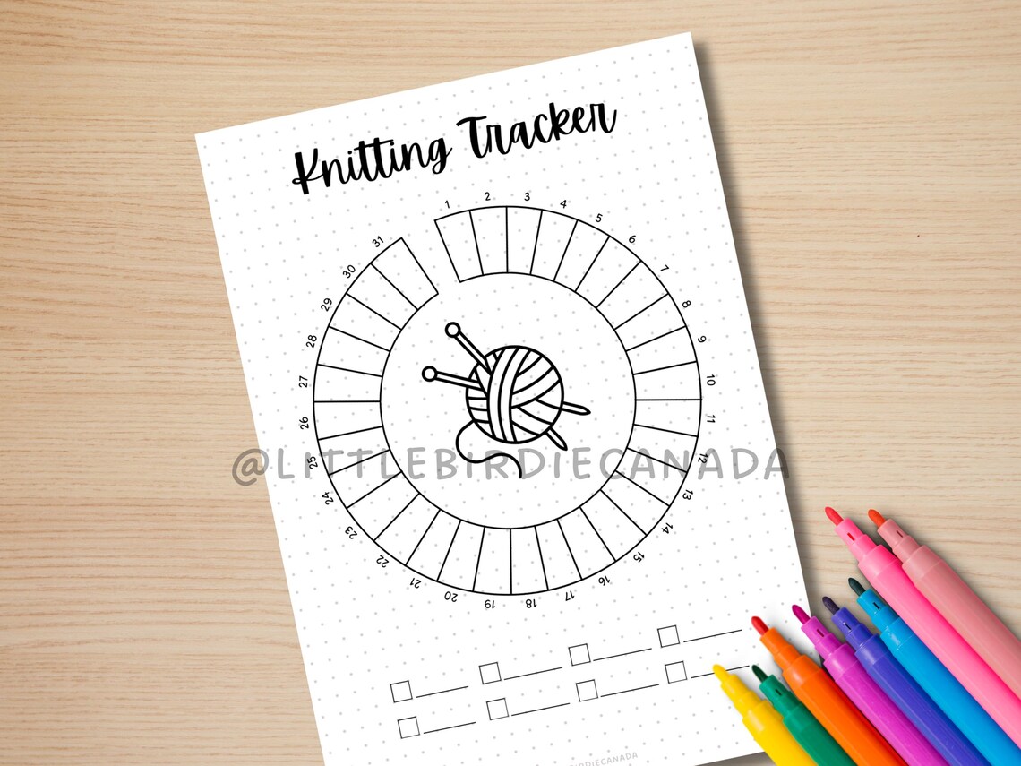 Knitting Tracker - PRINTABLE Journal Page - Habit Tracker - Track Knitting - Knitting Journal ...