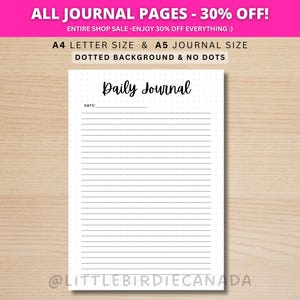 Daily Journal - PRINTABLE Journal Page - Printable Planner Page - Daily Diary Page - Diary Journal - Printable Diary - Daily Reflection Note