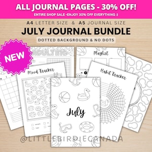 July Journal Bundle - Pool Floats - PRINTABLE Journal Pages - BLACK & WHITE - July Planner - July Agenda - Printable Planner