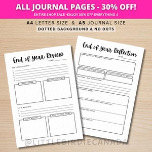 End Of Year Reflection - PRINTABLE Journal Page - End Of Year Review - Yearly Planner Page - Yearly Tracker - Year In Review