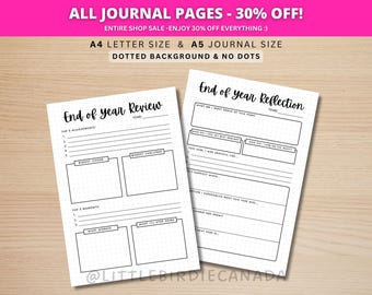 End Of Year Reflection - PRINTABLE Journal Page - End Of Year Review - Yearly Planner Page - Yearly Tracker - Year In Review