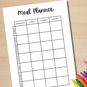 Meal Planner - PRINTABLE Journal Page - Planner Page - Printable Meal Plan Template - Food Journal - Food Log - Food Tracker - Food Diary image 3