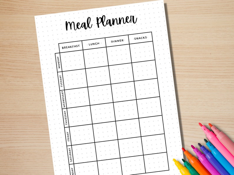 Meal Planner - PRINTABLE Journal Page - Planner Page - Printable Meal Plan Template - Food Journal - Food Log - Food Tracker - Food Diary image 3