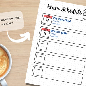 Exam Routine Short Exam Schedule - PRINTABLE Journal Page - Planner Page - Student Journal ...
