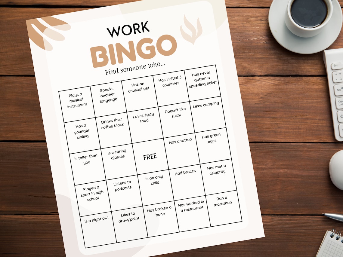 Workplace Bingo Game Networking Bingo Work Bingo Icebreaker Etsy