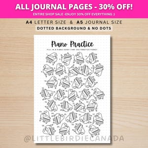 Pianoövningsspårare - UTSKRIFTBAR journalsida - Vanespårare - Musikspårare - Utskrivbart piano för barn - Mall för pianoövning
