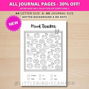 Pool Floaties Mood Tracker - Pagina di diario STAMPABILE - Tema Pool Floaties - Pagina di pianificazione digitale - Summer Mood Tracker