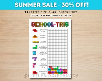 School-tris - PRINTABLE Journal Page - Monthly Tracker - Fun Habit Tracker - Student Journal - Student Planner Page - Homework Tracker