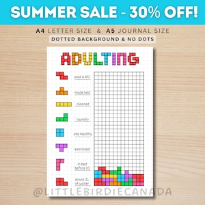 Adulting Tracker - PRINTABLE Journal Page - Monthly Tracker - Fun Habit Tracker - Adult Task Tracker - Printable Planner Page - Task Tracker