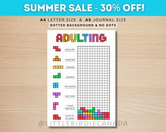 Adulting Tracker - PRINTABLE Journal Page - Monthly Tracker - Fun Habit Tracker - Adult Task Tracker - Printable Planner Page - Task Tracker