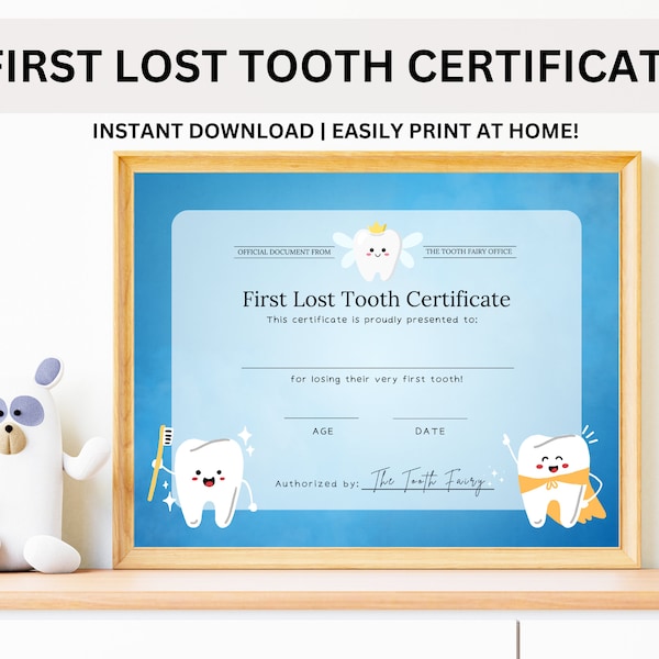 First Lost Tooth Certificate Tooth Fairy Award First Lost Tooth Award Tooth Fairy Certificate Milestone Marker Tooth Fairy Receipt