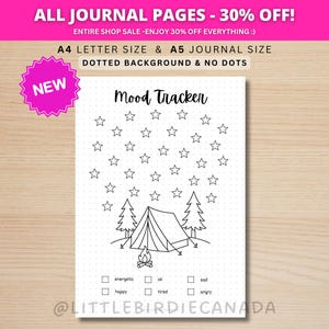 Camping Mood Tracker - PRINTABLE Journal Page - Camping Theme - Digital Planner Page - Summer Mood Tracker