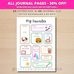 La mia pagina del diario preferita - Pagina del diario stampabile - Pagina del planner - Hobby Tracker - Pagina del profilo - Pagina "Chi sono" - Pagina "Chi sono" stampabile